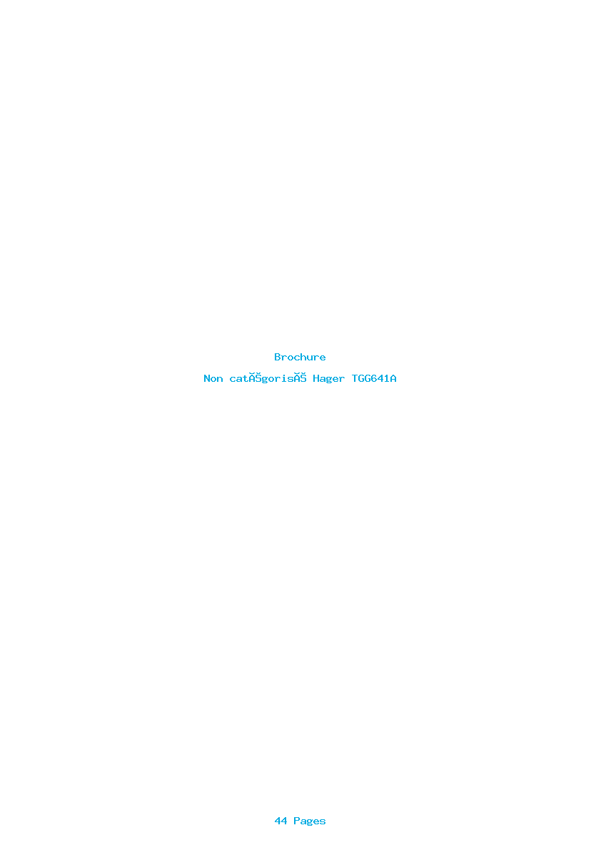 Page 1 de la notice Brochure Hager TGG641A