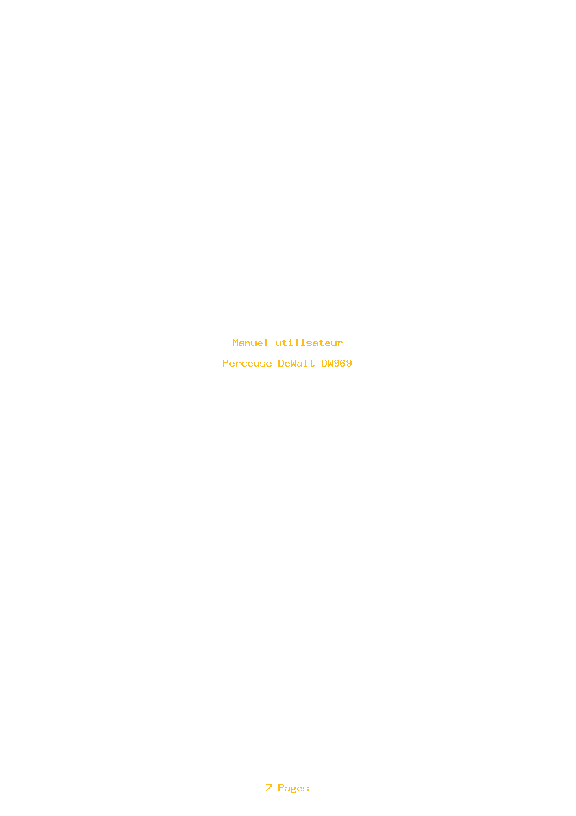 Page 1 de la notice Manuel utilisateur DeWalt DW969
