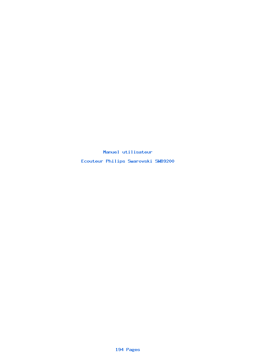Page 1 de la notice Manuel utilisateur Philips Swarovski SWB9200