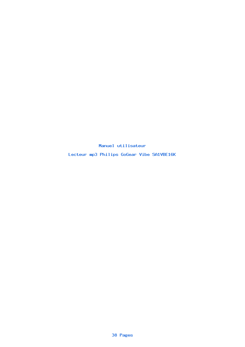 Page 1 de la notice Manuel utilisateur Philips GoGear Vibe SA1VBE16K