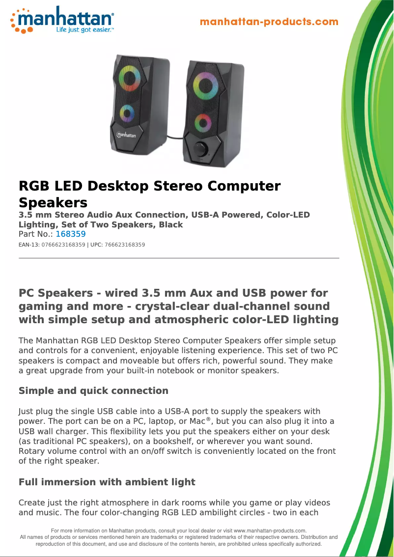 Page 1 de la notice Fiche technique Manhattan 168359