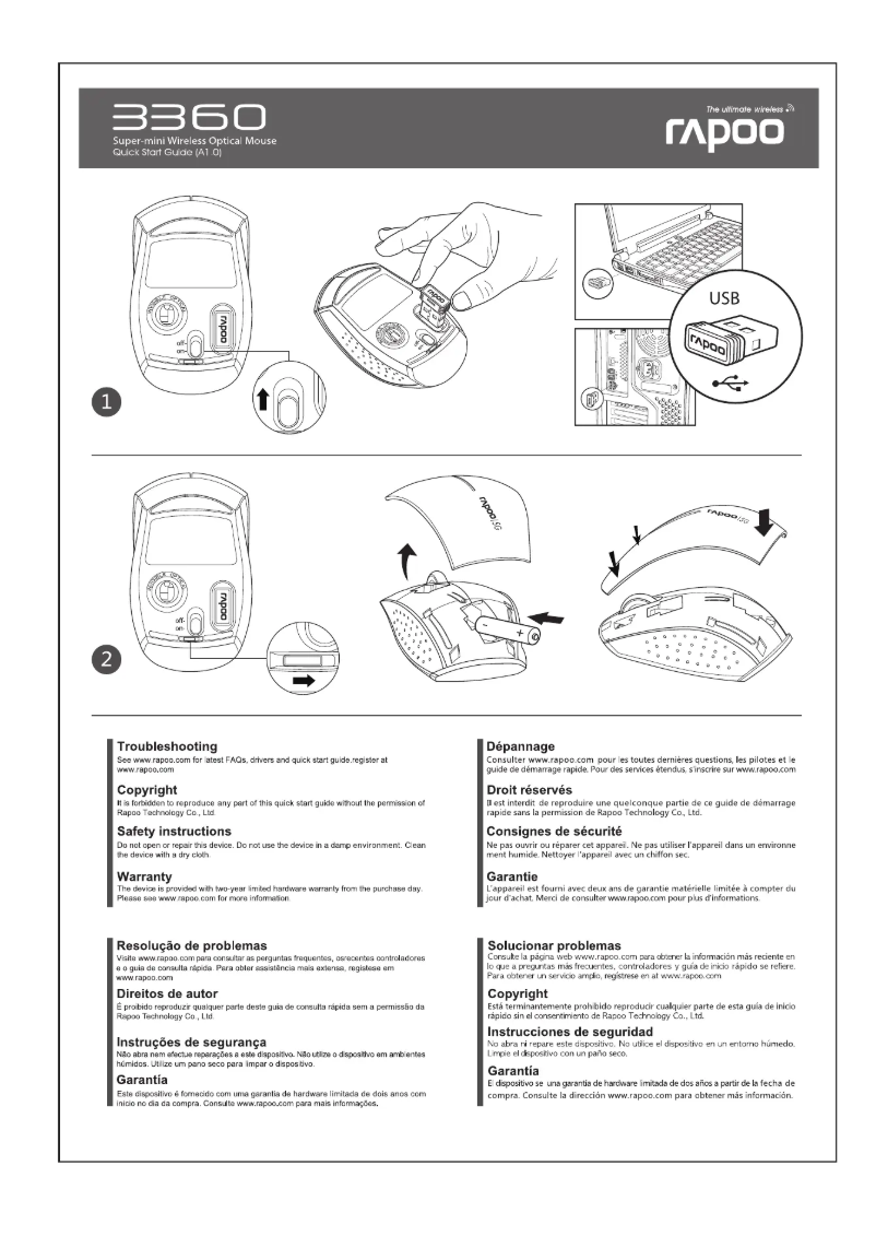 Page 1 de la notice Manuel utilisateur Rapoo 3360