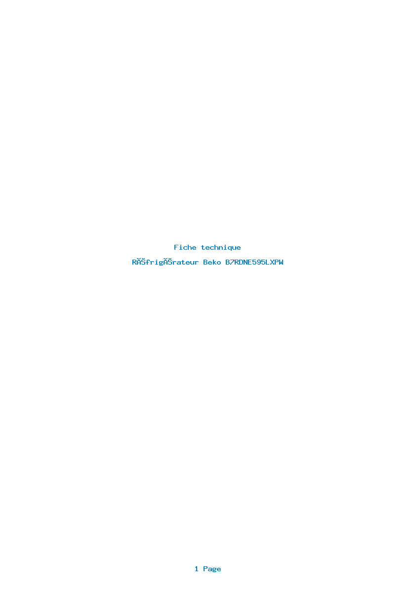 Page 1 de la notice Fiche technique Beko B7RDNE595LXPW