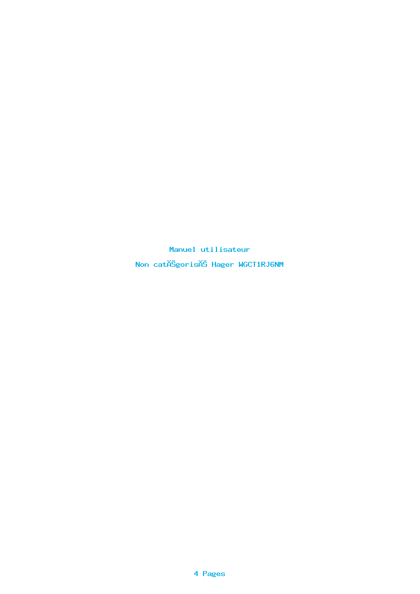 Page 1 de la notice Manuel utilisateur Hager WGCT1RJ6NM