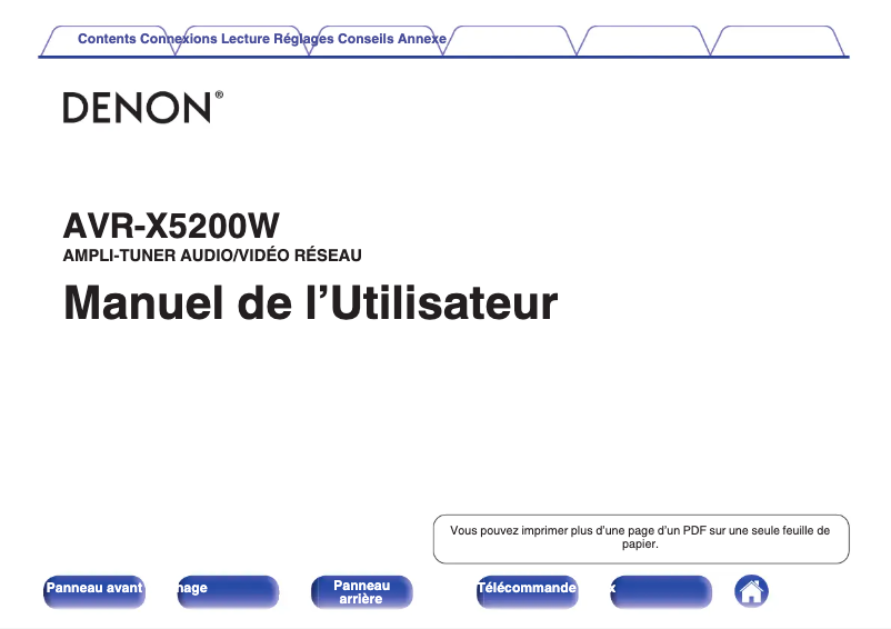 Page 1 de la notice Manuel utilisateur Denon AVR-X5200W