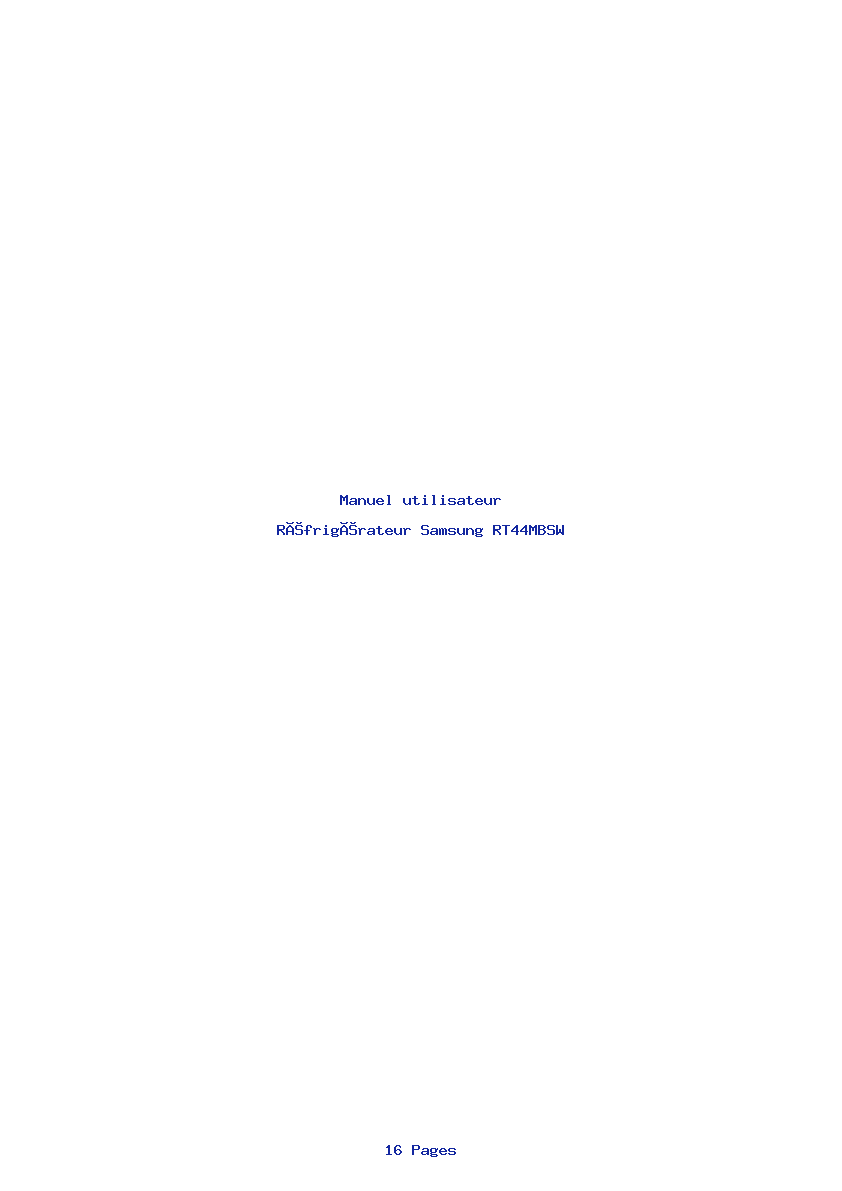 Page 1 de la notice Manuel utilisateur Samsung RT44MBSW