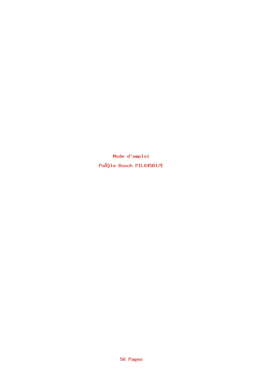 Page 1 de la notice Mode d'emploi Bosch PIL845B17E