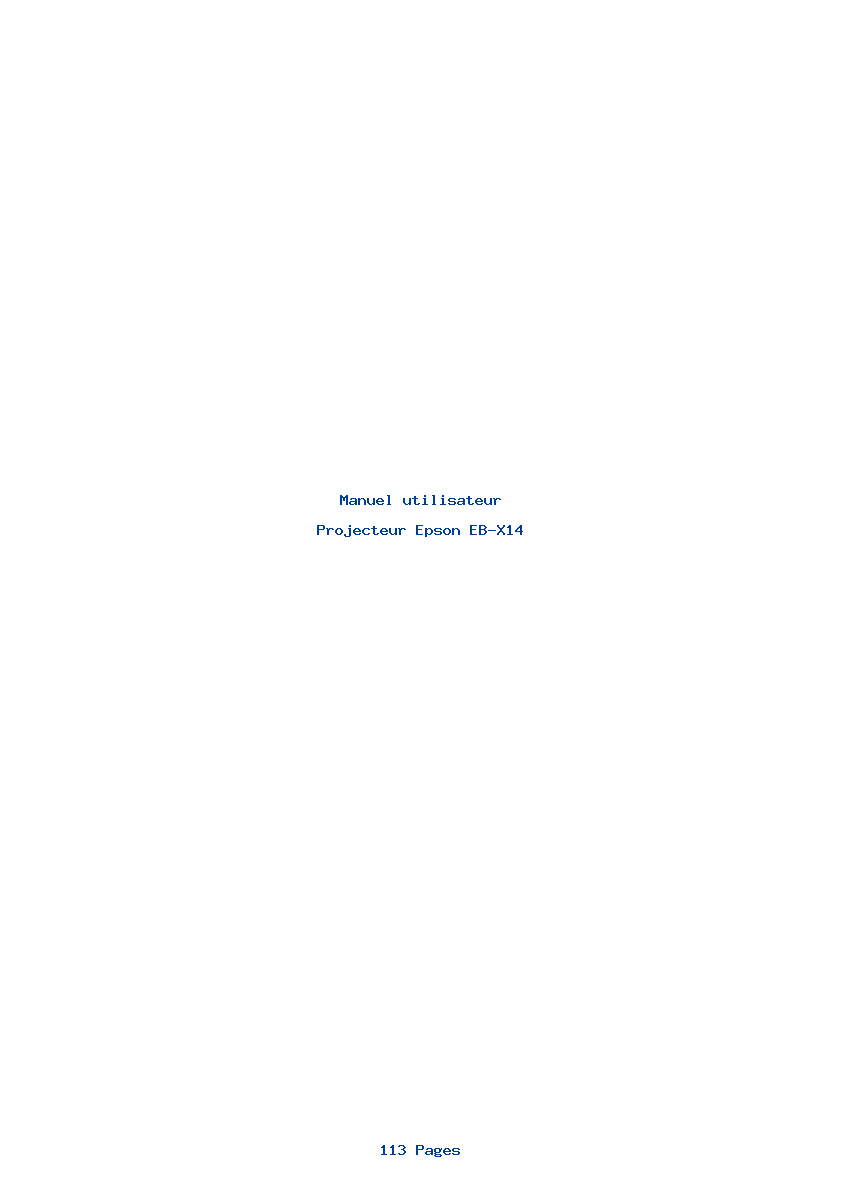 Page 1 de la notice Manuel utilisateur Epson EB-X14