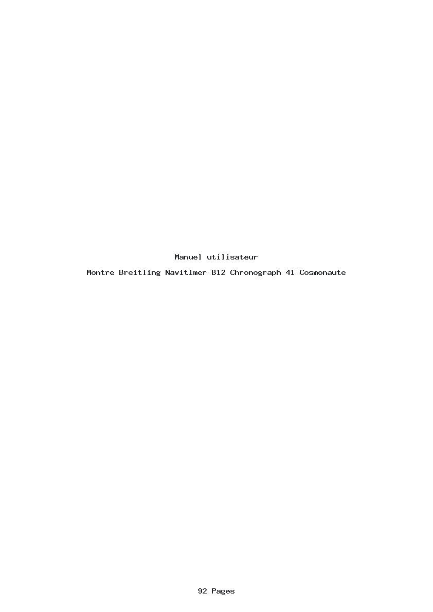 Page 1 de la notice Manuel utilisateur Breitling Navitimer B12 Chronograph 41 Cosmonaute