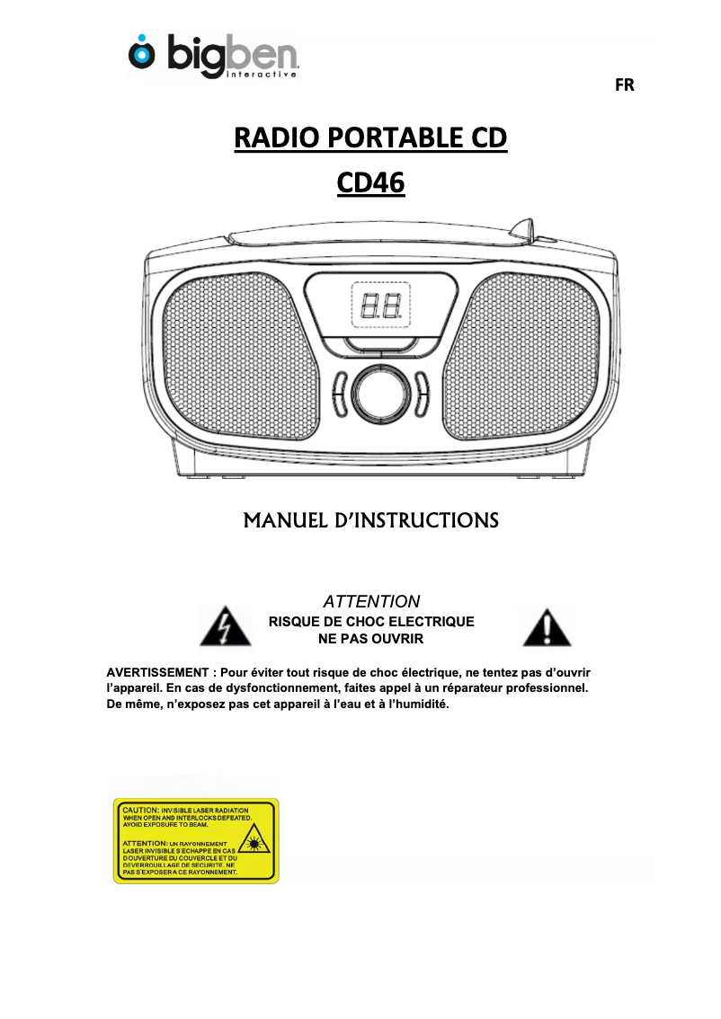 Página 1 del manual Manual de usuario Bigben Interactive CD46