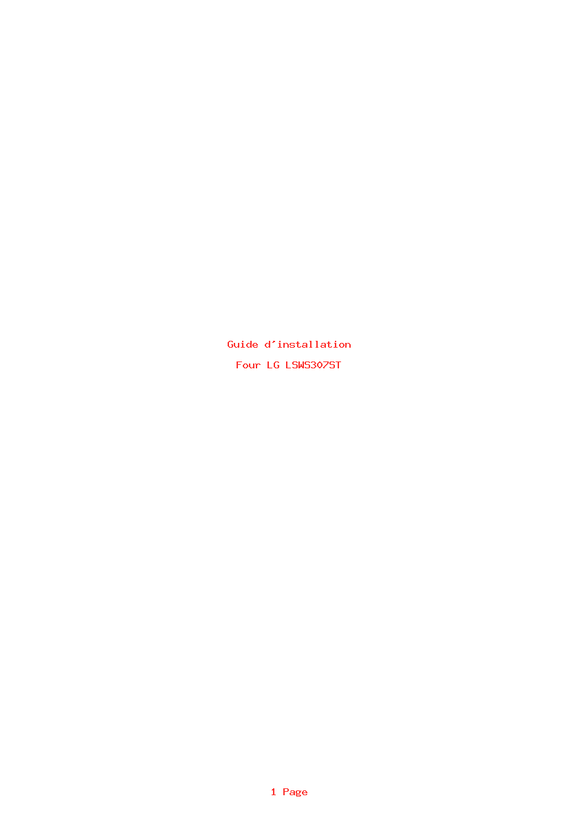 Page 1 de la notice Guide d'installation LG LSWS307ST