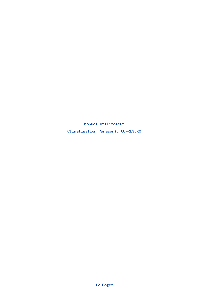 Page 1 de la notice Manuel utilisateur Panasonic CU-RE9JKX