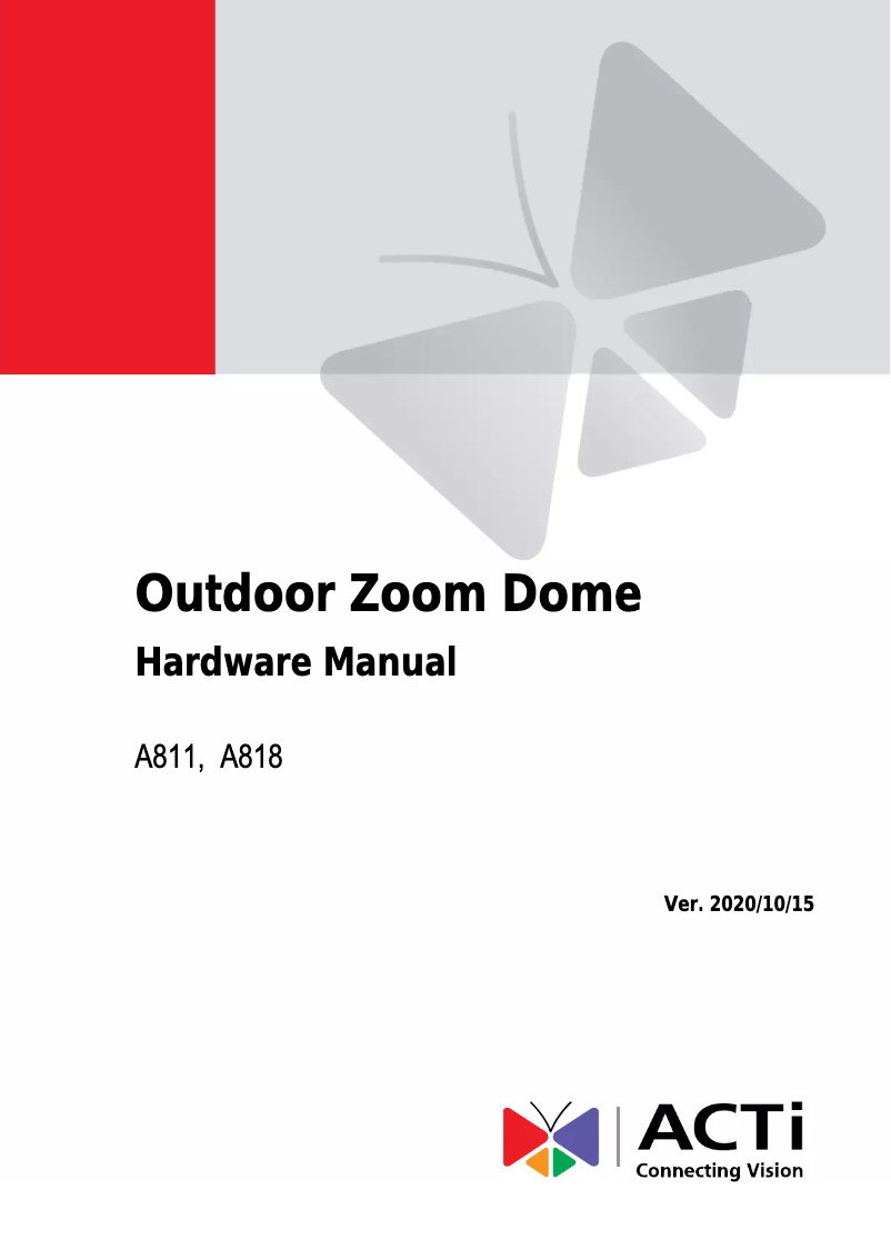 Page 1 de la notice Manuel utilisateur ACTi A818