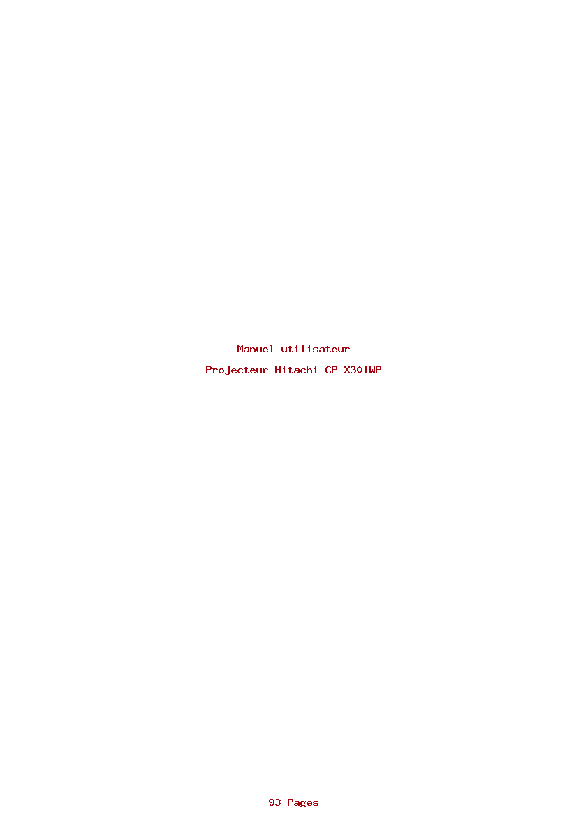 Page 1 de la notice Manuel utilisateur Hitachi CP-X301WP