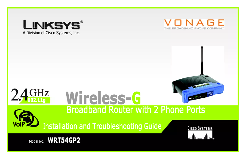 Page 1 de la notice Manuel utilisateur Linksys WRT54GP2A