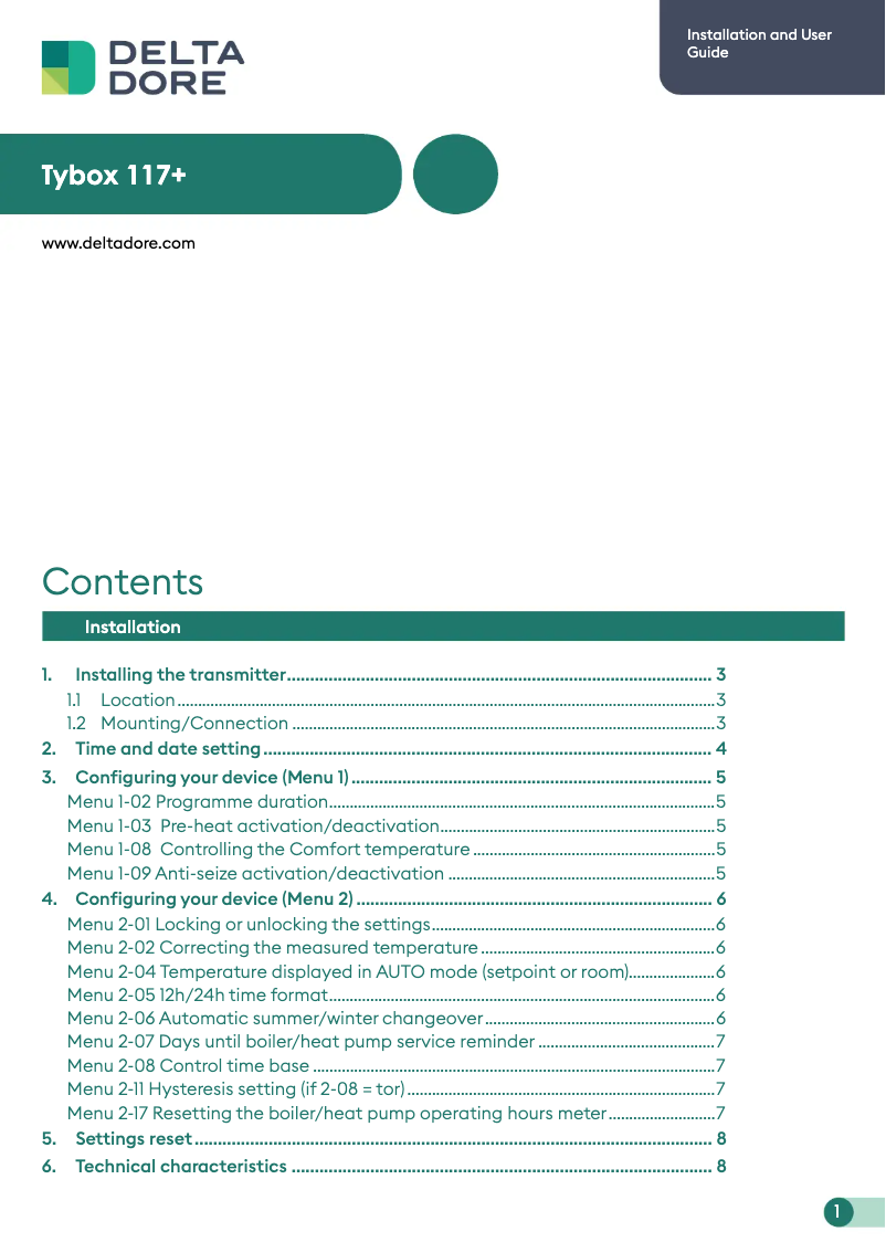 Página 1 del manual Manual de usuario Delta Dore Tybox 117+