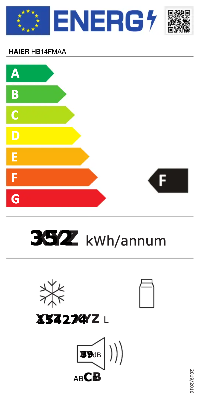 Página 1 del manual Etiqueta energética Haier HB14FMAA