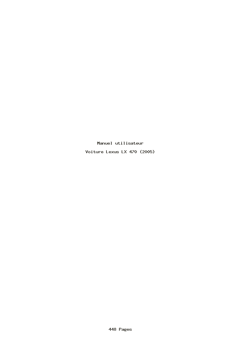 Page 1 de la notice Manuel utilisateur Lexus LX 470 (2005)