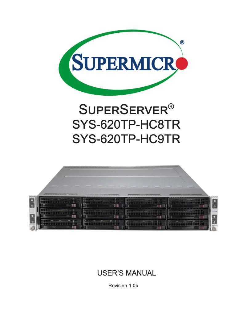 Page 1 de la notice Manuel utilisateur Supermicro SuperServer SYS-620TP-HC8TR