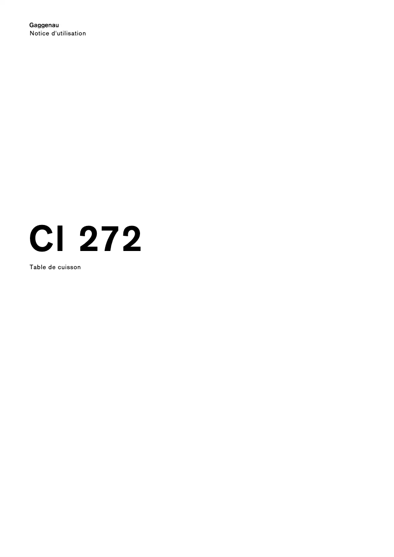 Page 1 of the manual User Manual Gaggenau CI272111