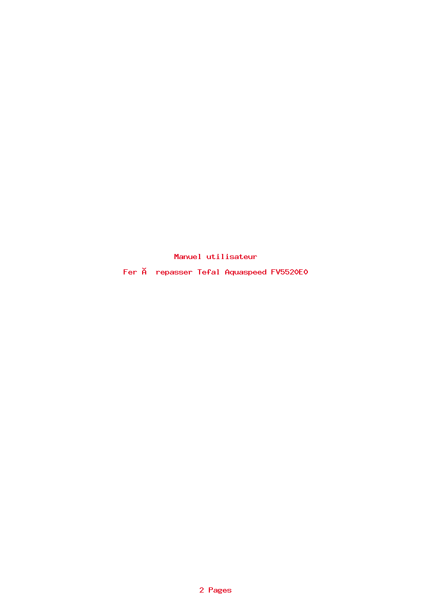 Page 1 de la notice Manuel utilisateur Tefal Aquaspeed FV5520E0