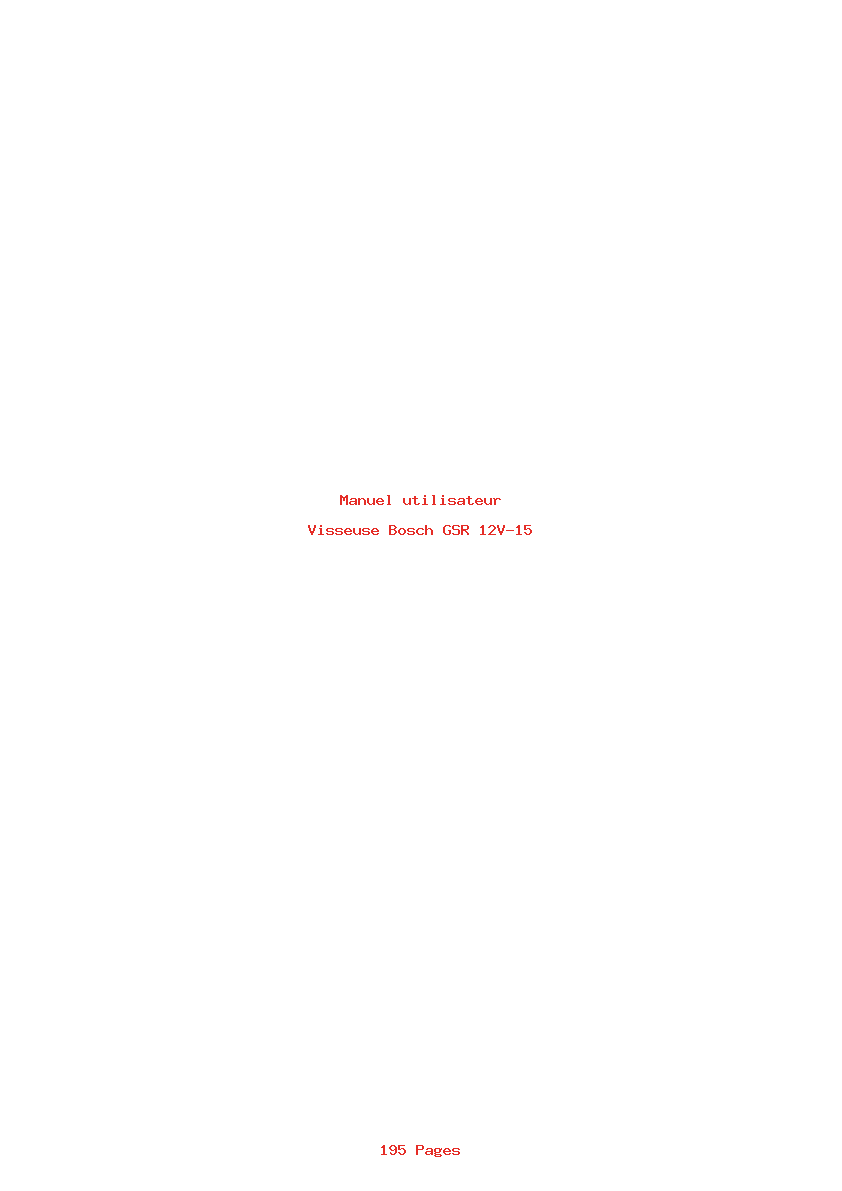 Page 1 de la notice Manuel utilisateur Bosch GSR 12V-15