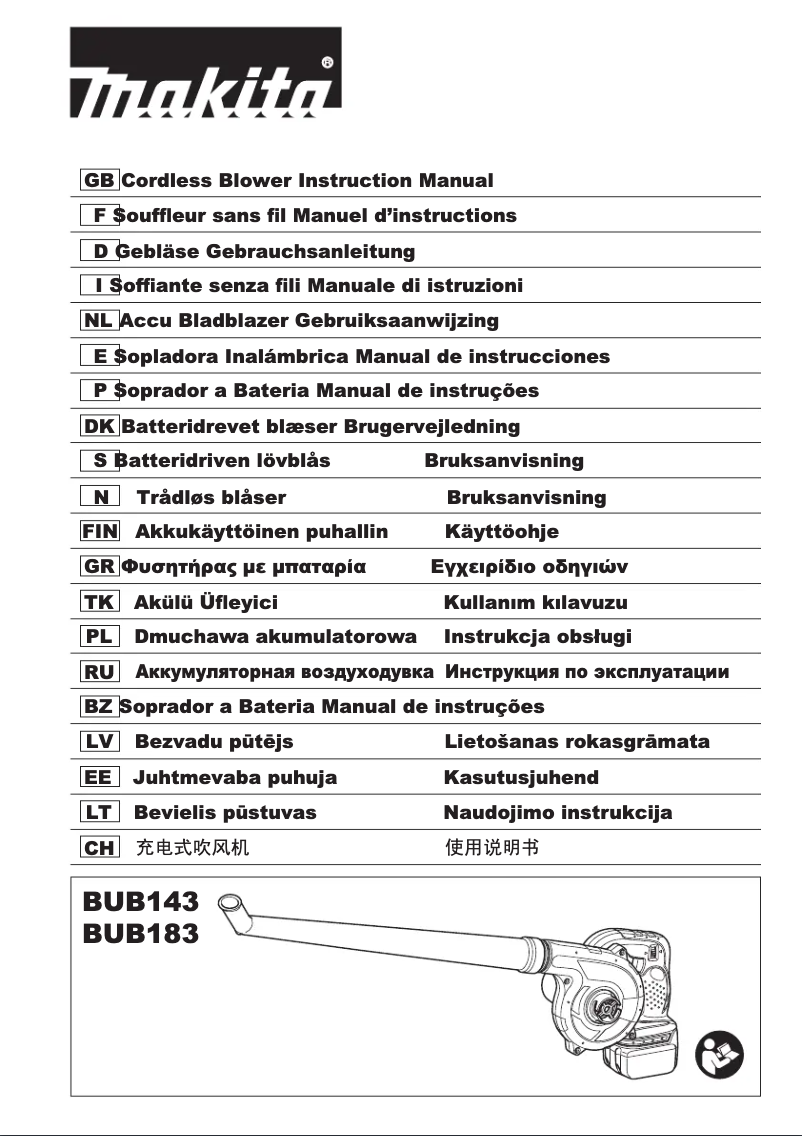 Page 1 de la notice Manuel utilisateur Makita BUB143