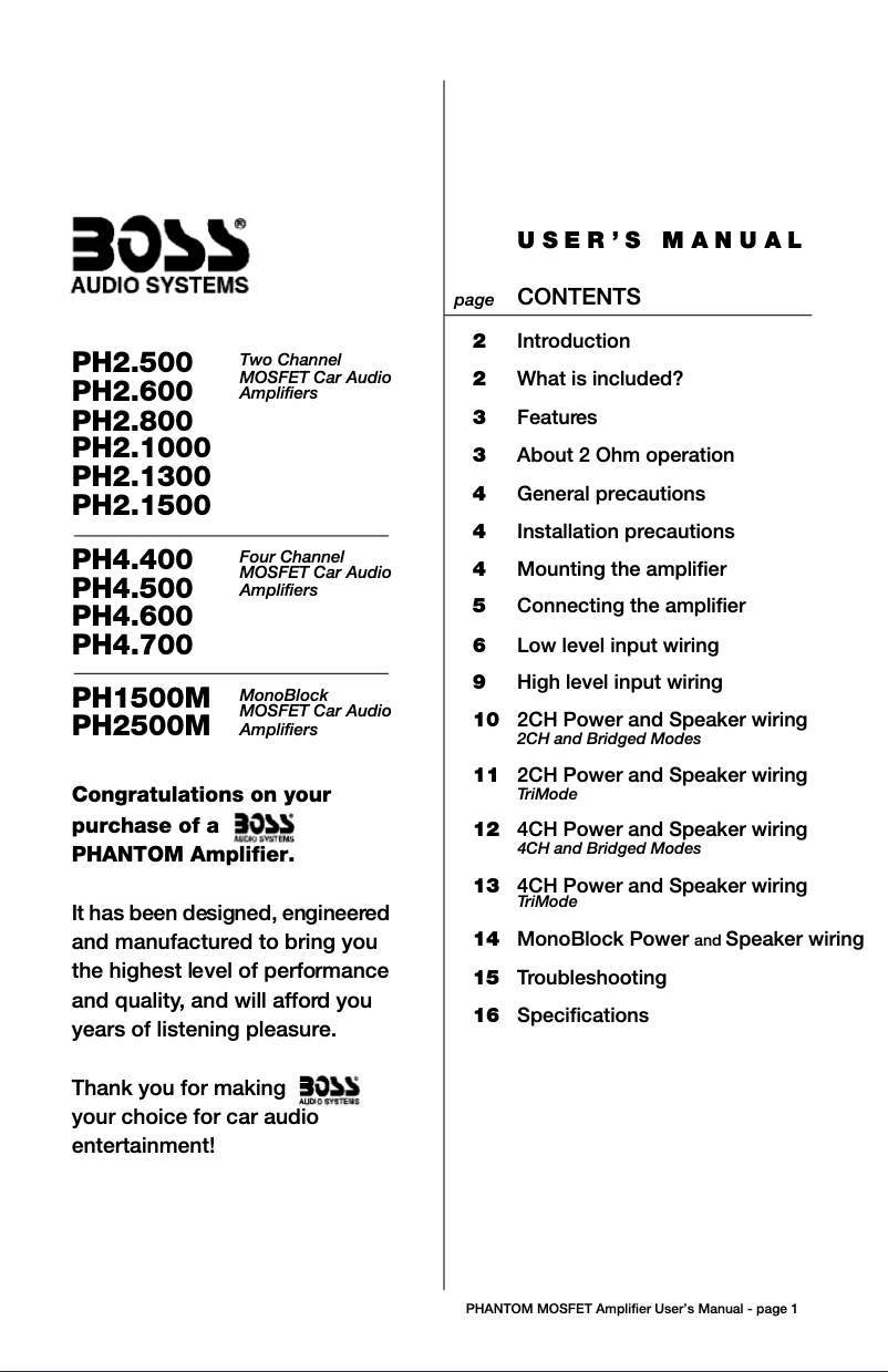 Page 1 of the manual User Manual Boss PH4.500
