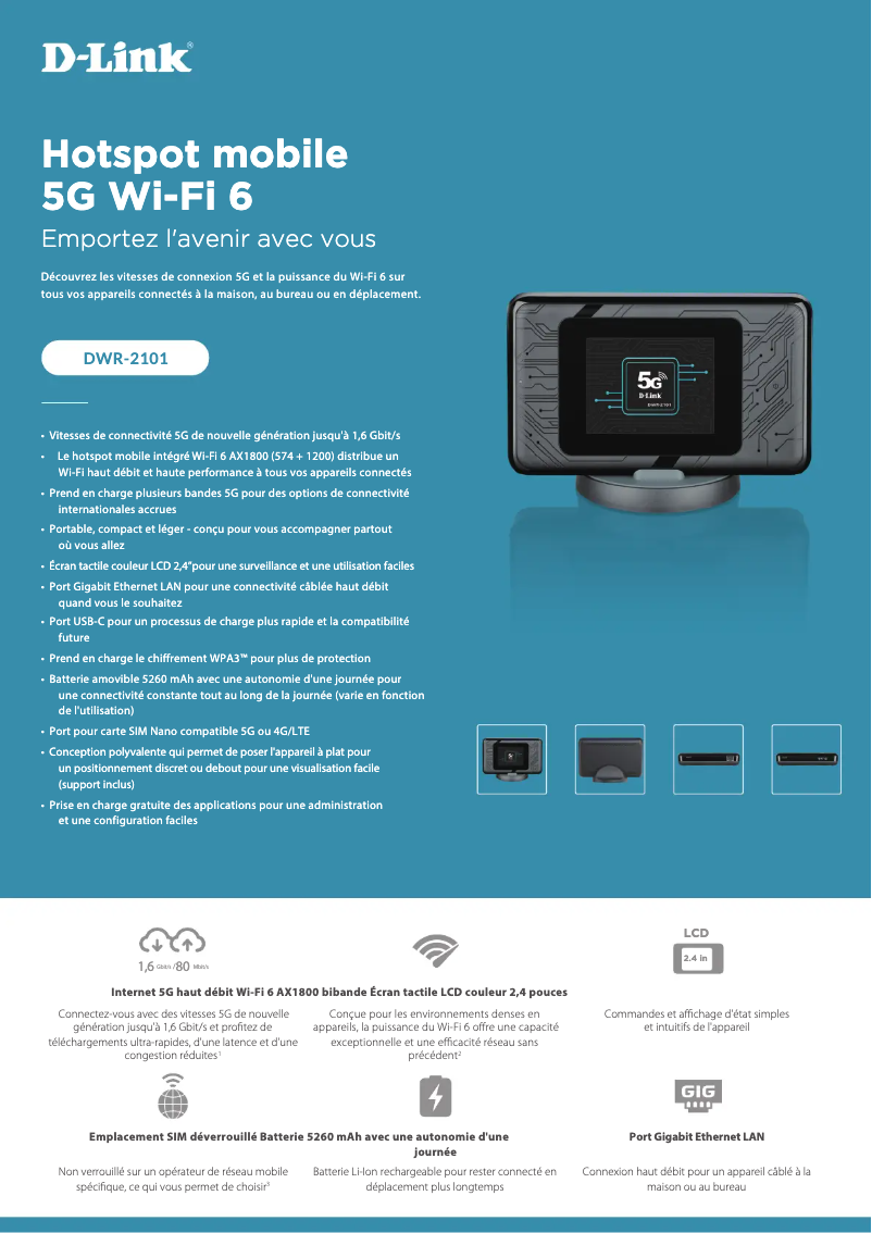 Page 1 de la notice Fiche technique D-Link DWR-2101