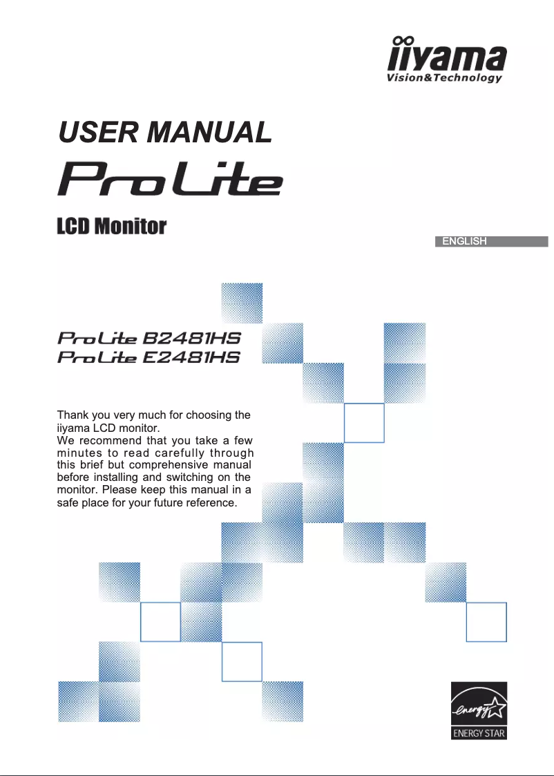 Page 1 de la notice Manuel utilisateur Iiyama ProLite B2481HS