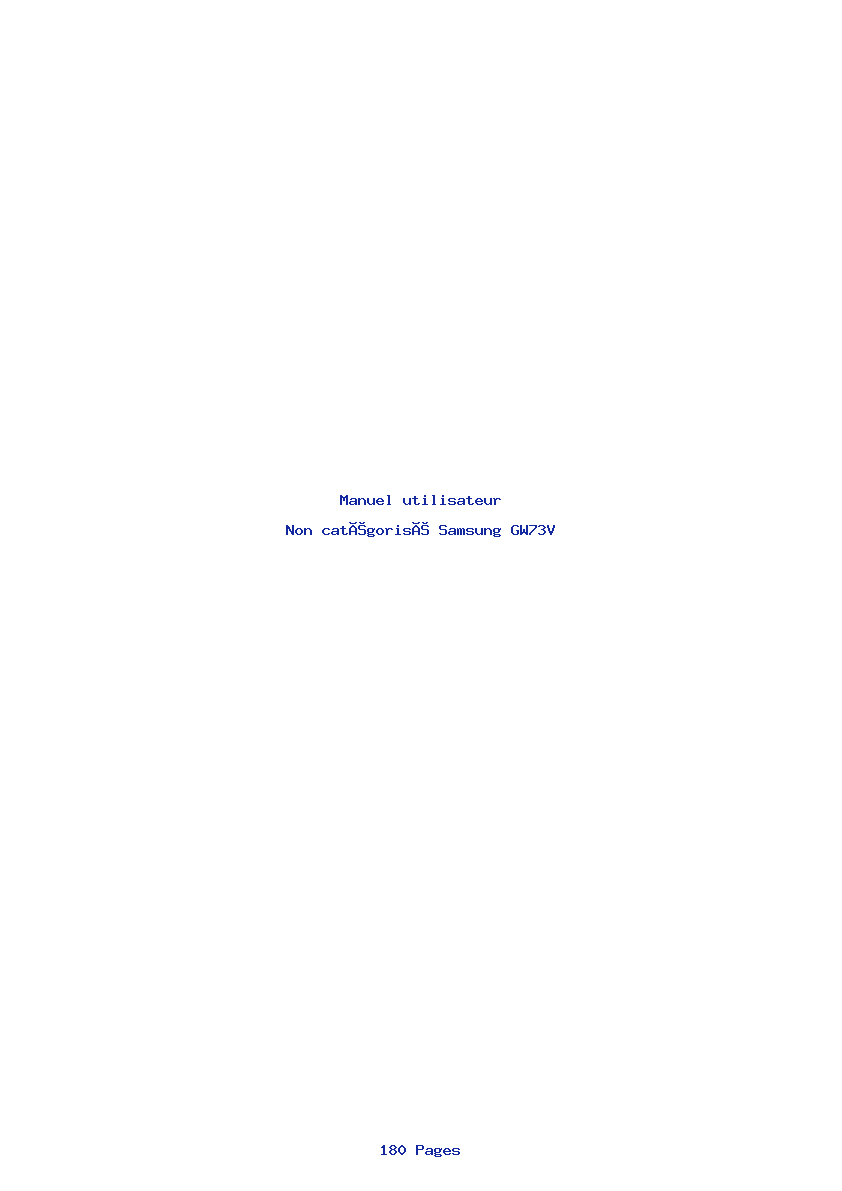 Page 1 de la notice Manuel utilisateur Samsung GW73V