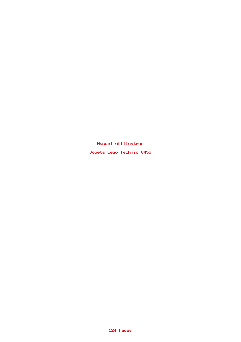 Page 1 de la notice Manuel utilisateur Lego Technic 8455