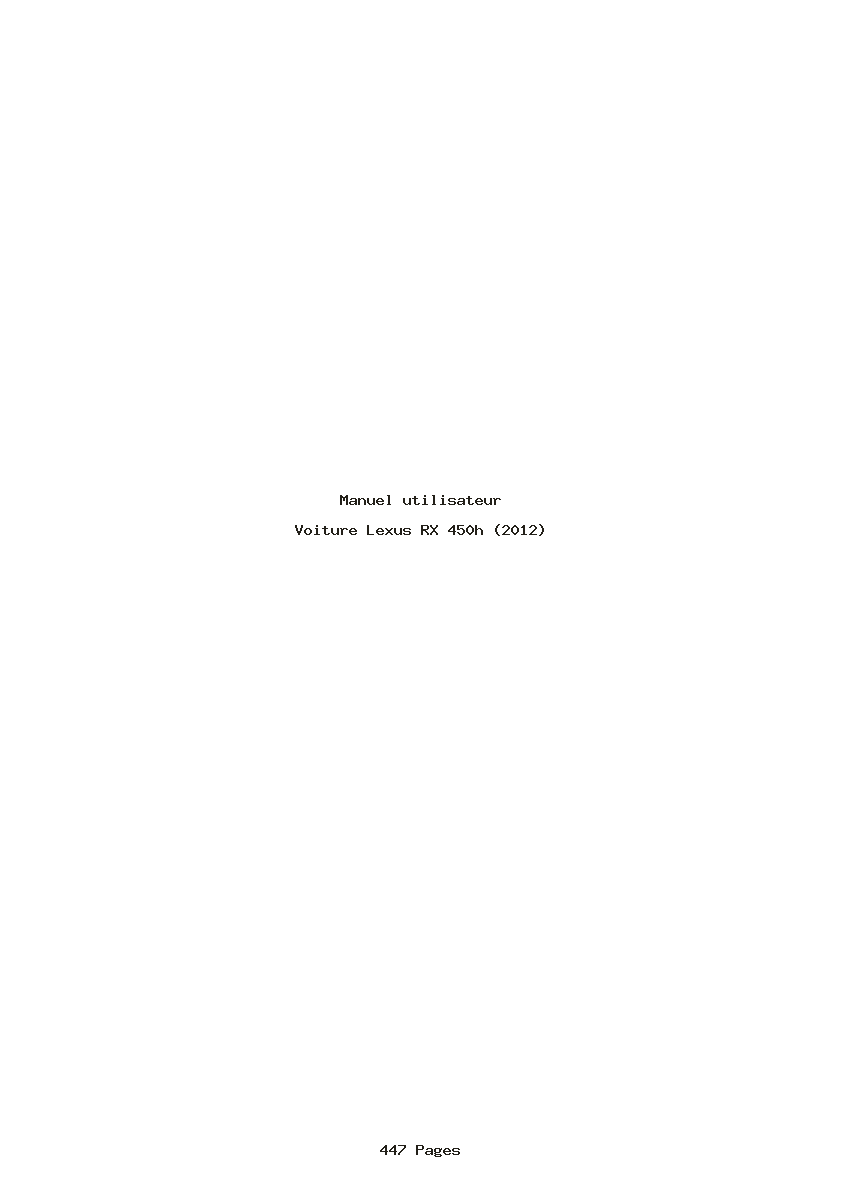 Page 1 de la notice Manuel utilisateur Lexus RX 450h (2012)