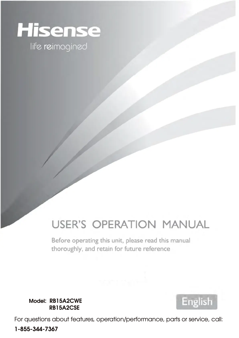 Page 1 de la notice Manuel utilisateur Hisense RB15A2CSE