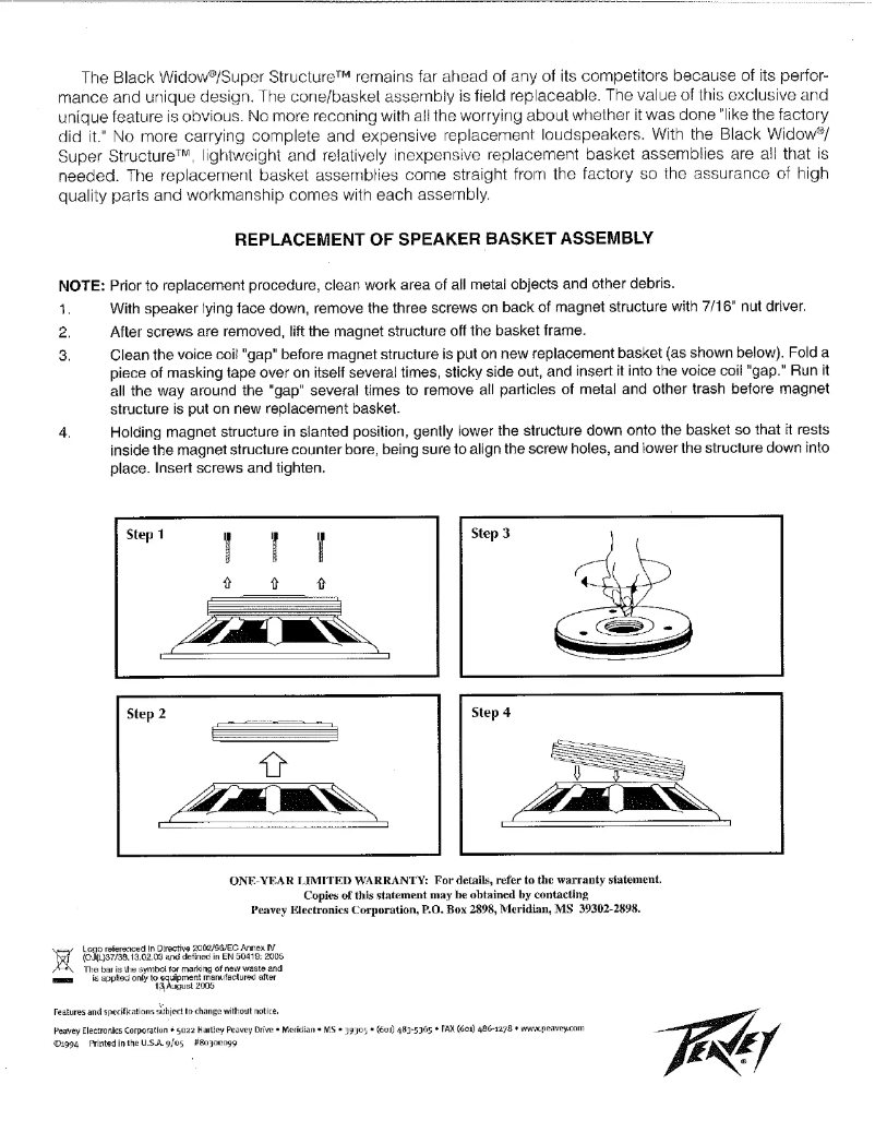 Page 1 de la notice Manuel utilisateur Peavey S-12825 RB
