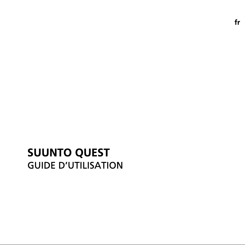 Page 1 de la notice Manuel utilisateur Suunto Quest