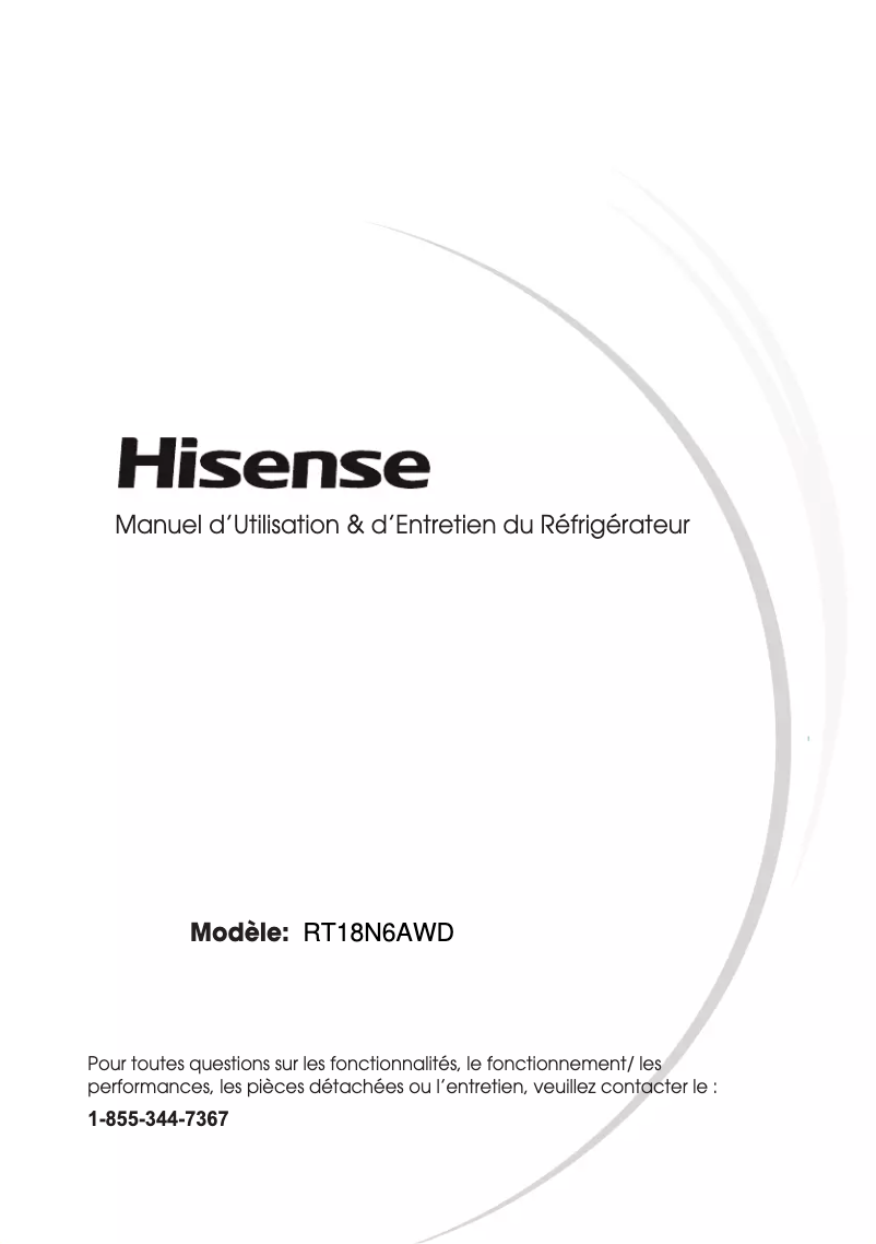 Page 1 de la notice Manuel utilisateur Hisense RT18N6AWD