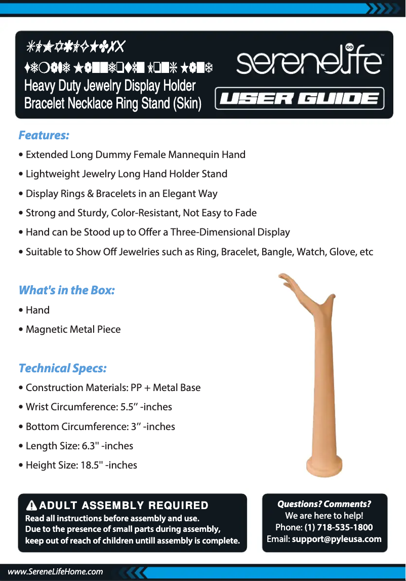 Page 1 de la notice Manuel utilisateur SereneLife SLMAQLGHD75