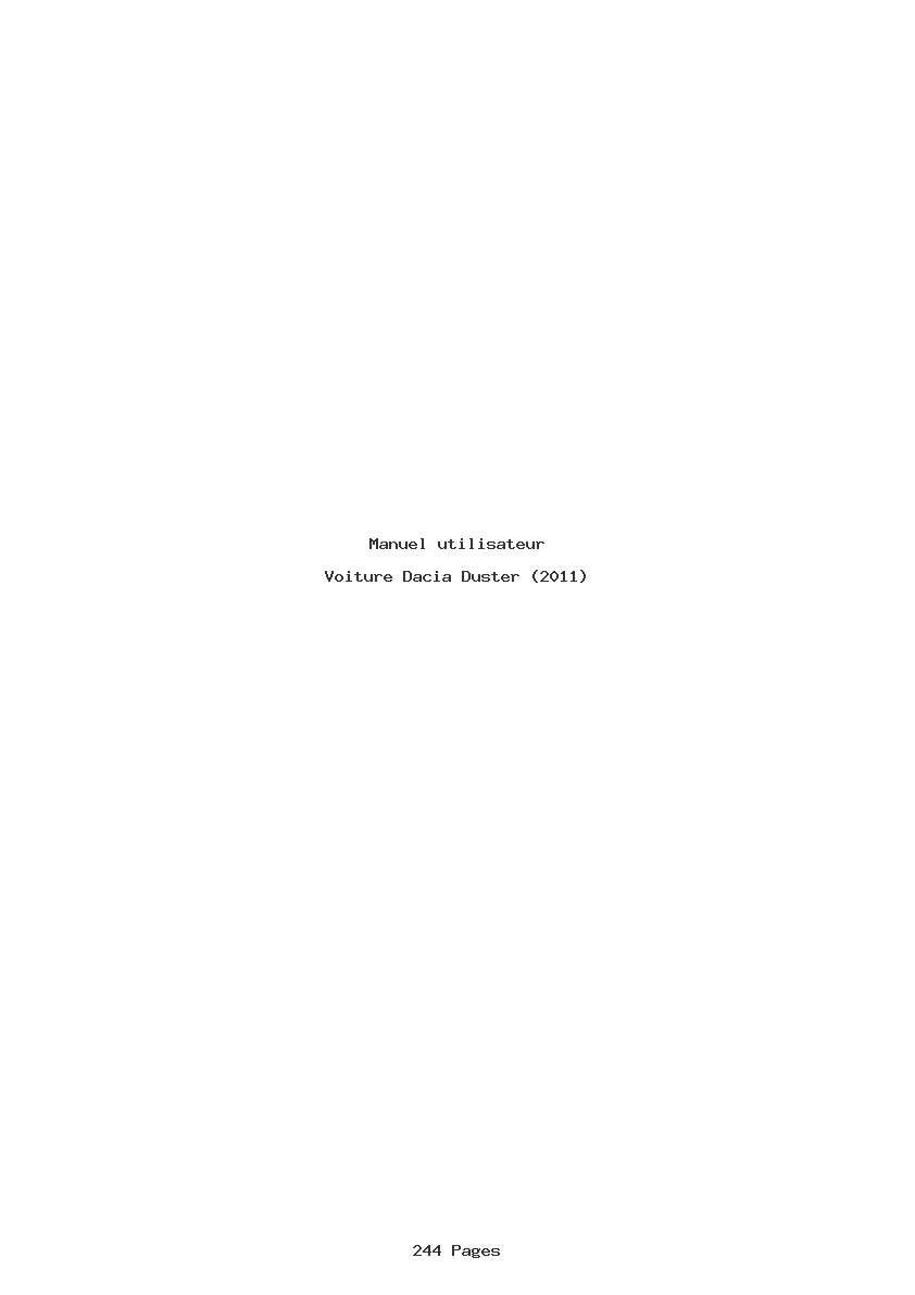 Page 1 de la notice Manuel utilisateur Dacia Duster (2011)