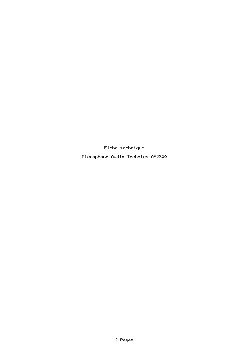 Page 1 de la notice Fiche technique Audio-Technica AE2300
