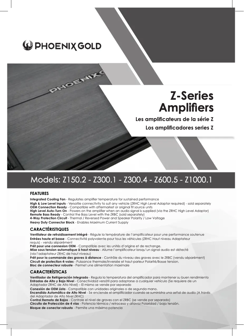 Page 1 de la notice Manuel utilisateur Phoenix Gold Z1000.1
