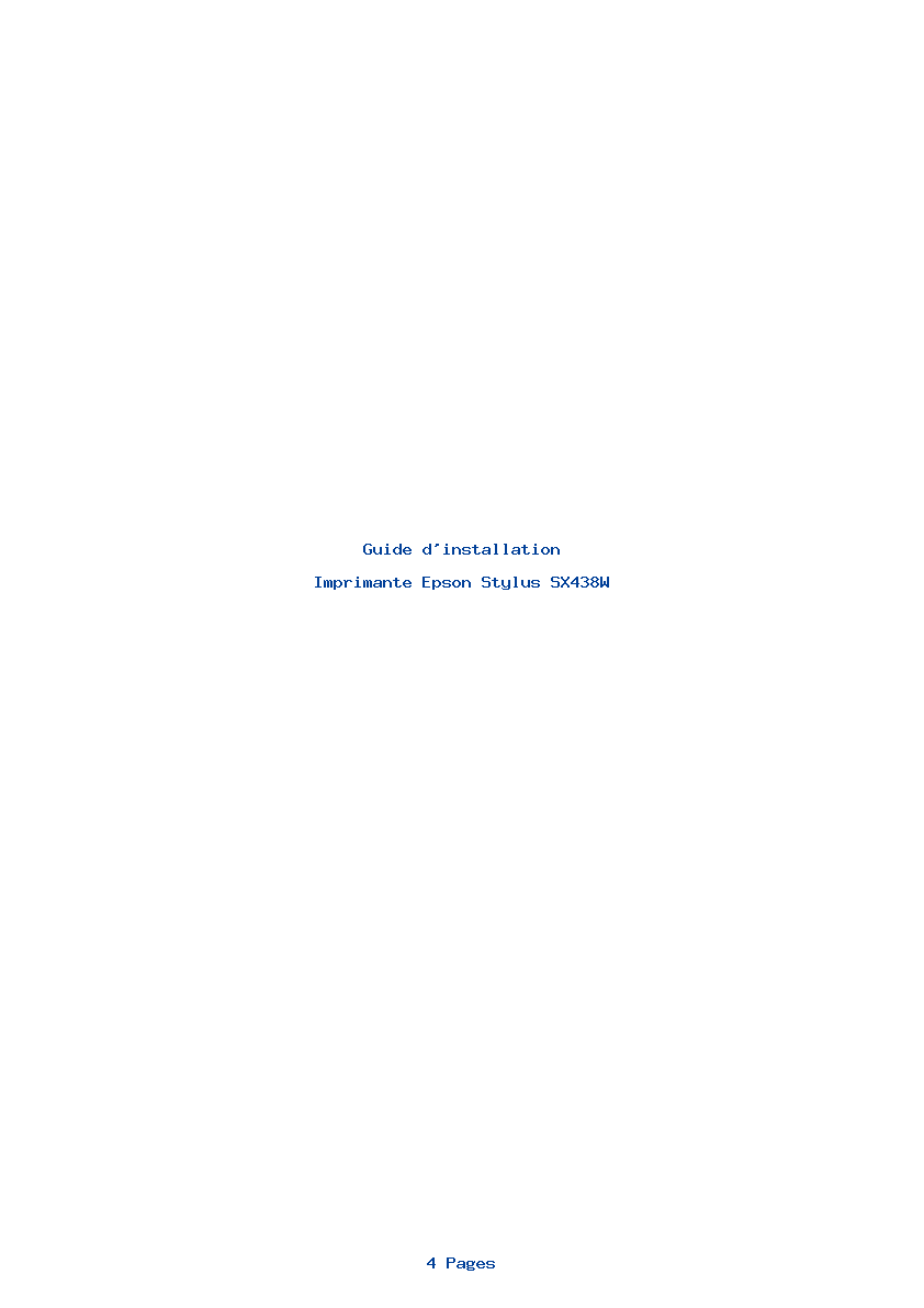 Page 1 de la notice Guide d'installation Epson Stylus SX438W