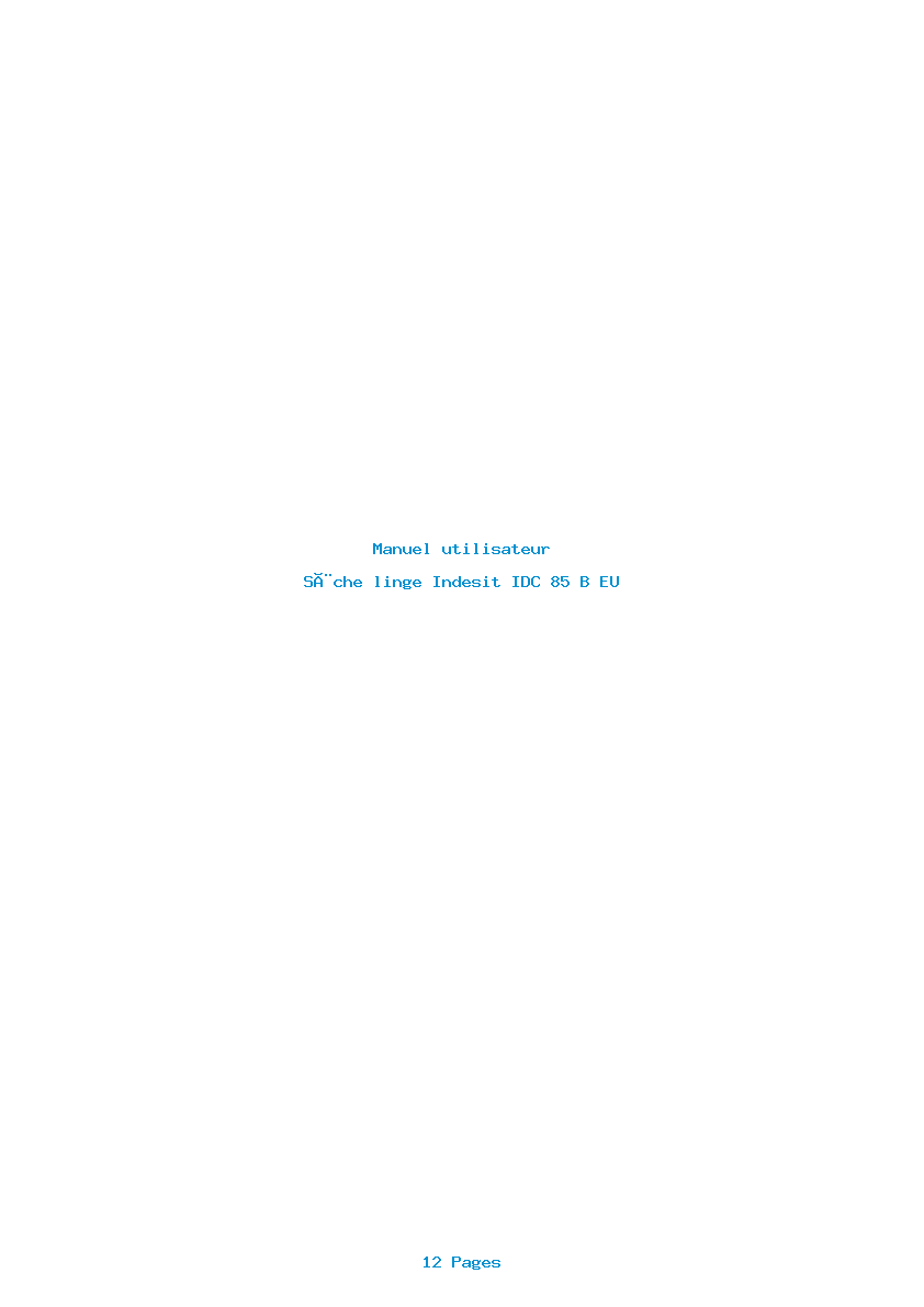 Page 1 de la notice Manuel utilisateur Indesit IDC 85 B EU