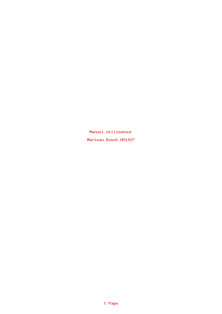 Page 1 de la notice Manuel utilisateur Bosch HS1427
