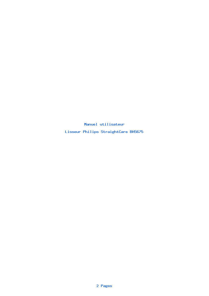 Page 1 de la notice Manuel utilisateur Philips StraightCare BHS675