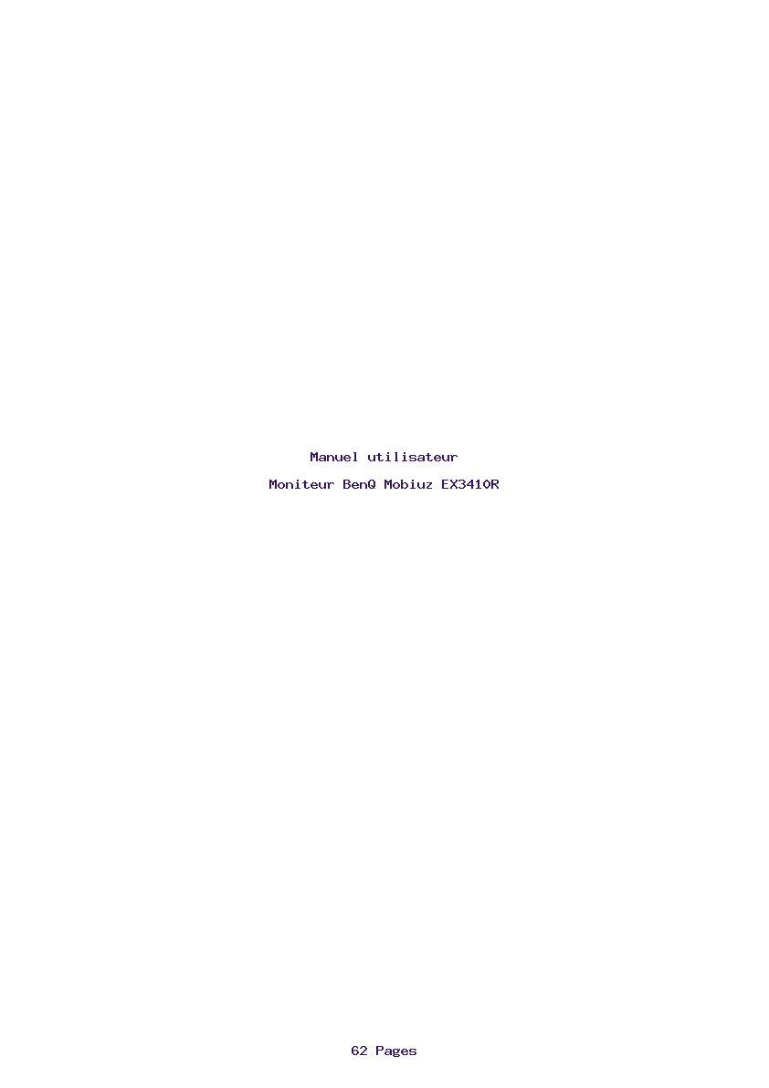 Page 1 de la notice Manuel utilisateur BenQ Mobiuz EX3410R