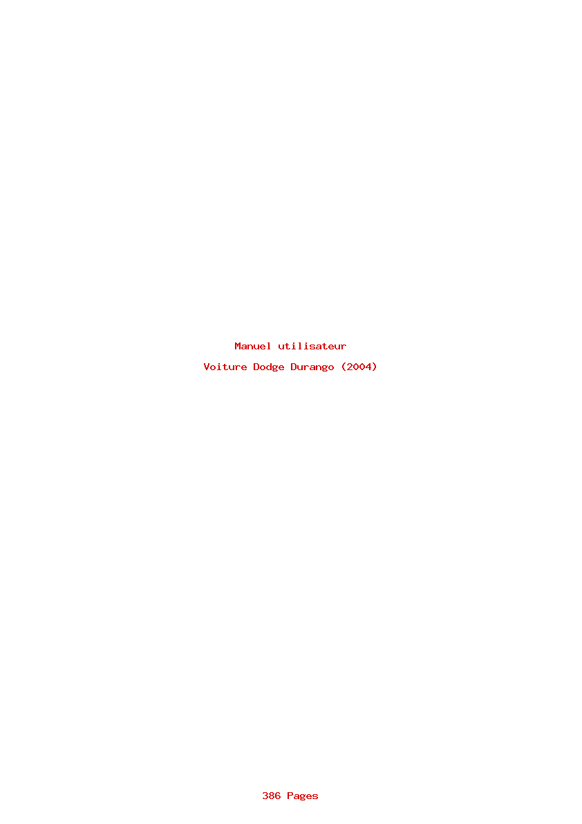 Page 1 de la notice Manuel utilisateur Dodge Durango (2004)