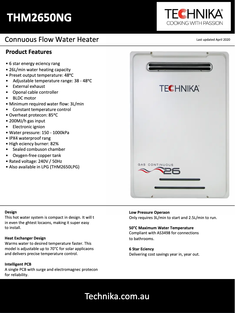 Página 1 del manual Ficha técnica Technika THM2650NG
