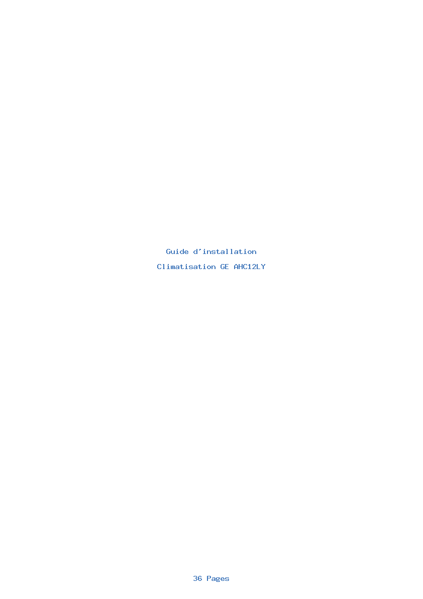 Page 1 de la notice Guide d'installation GE AHC12LY