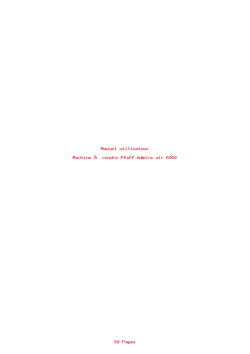 Page 1 de la notice Manuel utilisateur Pfaff Admire air 6000
